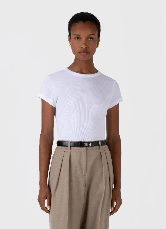 Unique Women's Fashion Pieces Women's Ribbed T-shirt in White