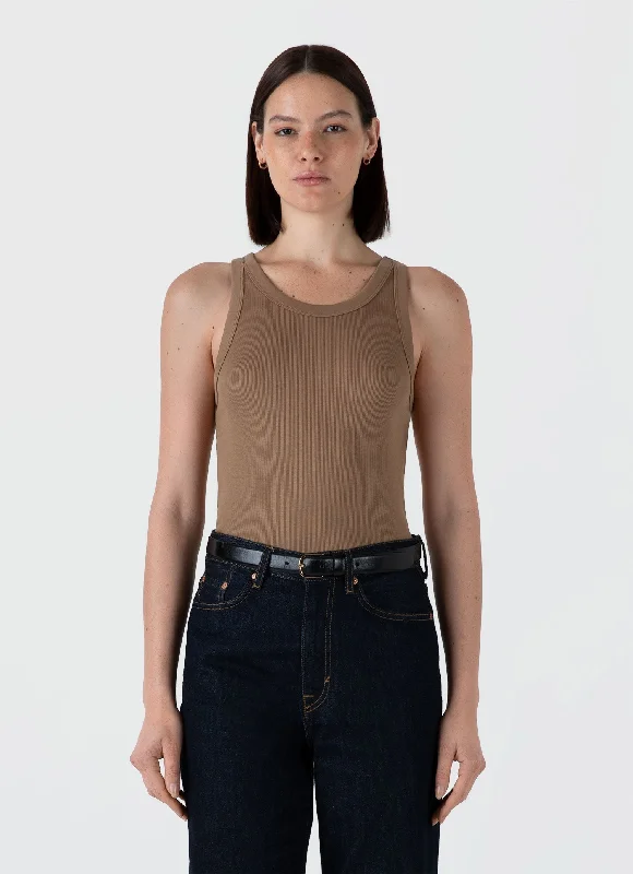 Exclusive Women's Fashion Collection Women's Ribbed Tank Top in Almond