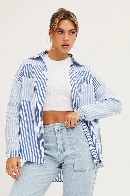 Urban Femme Streetwear Stripe Long Sleeve Stripe Button Up Shirt