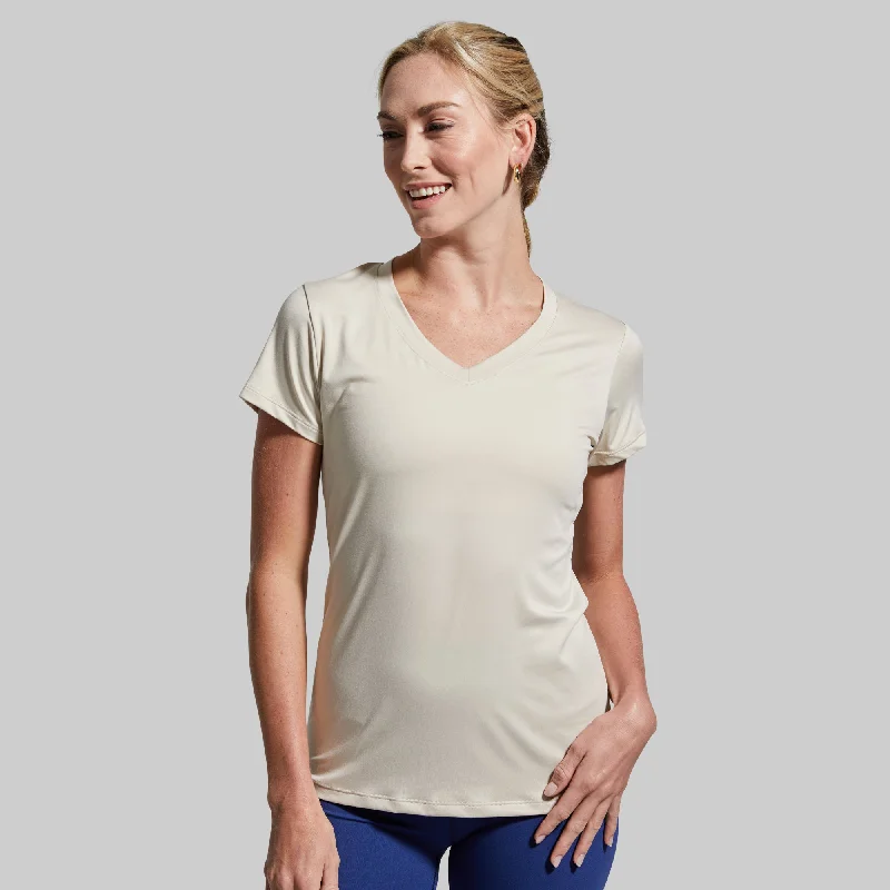 Season Sale Athleisure Short Sleeve V-Neck (Oatmeal)
