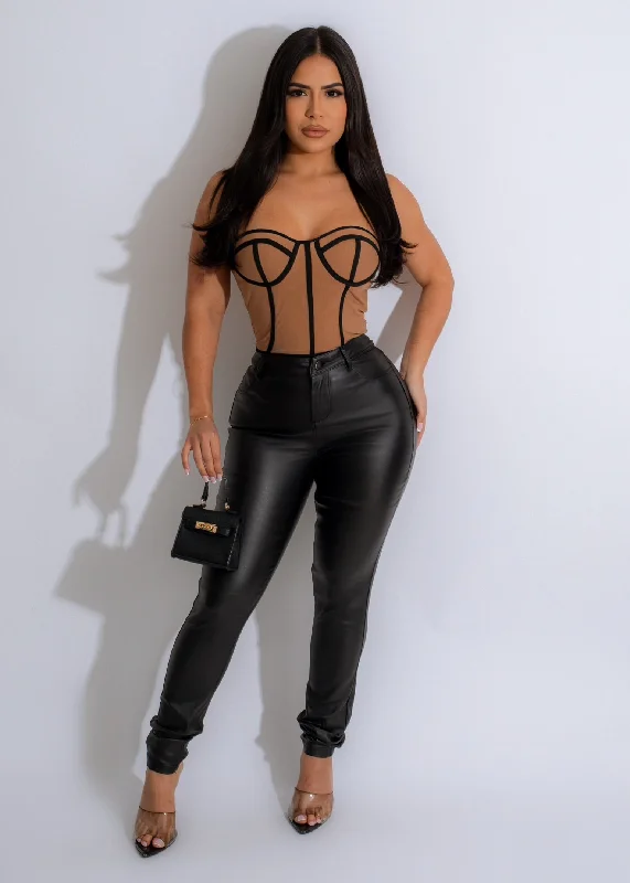 Elegant Styles Sun Tattoo Mesh Bustier Black