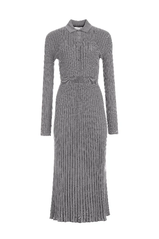 Graceful Fashion Ardor Knit Maxi Dress in Heather Grey Cashmere Silk