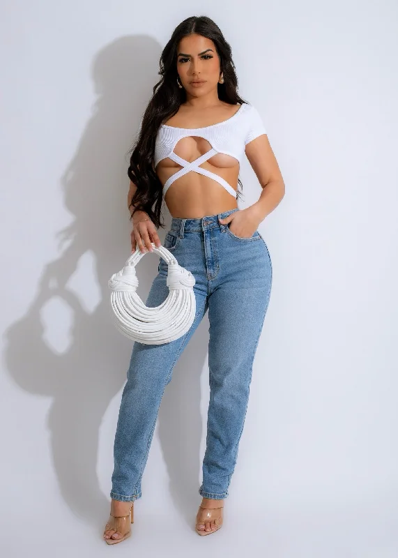 Women's High-Fashion Apparel Mind Body Ribbed Crop Top White