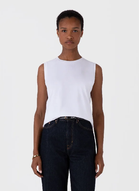 Flash Sales This Week Women's Boy Fit Tank in White