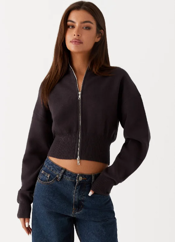 Outfits For Women Episode High Neck Cardigan - Charcoal