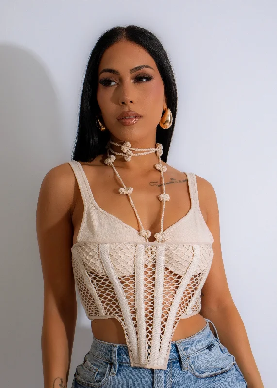 Women's Chic Outerwear Garments All The Feels Knit Corset Top Nude
