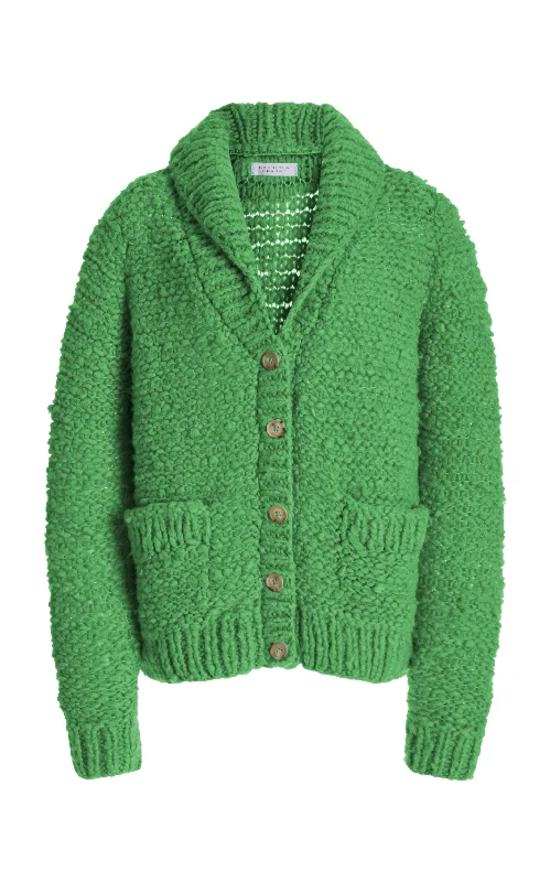 Timeless Women's Outfit Moses Knit Cardigan in Peridot Green Welfat Cashmere