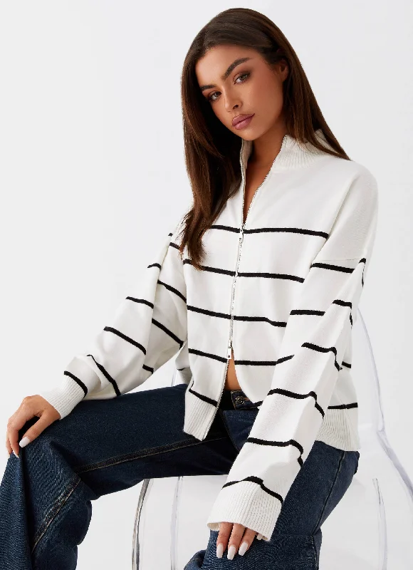 Women's Clothing Online Sale Kimmy Oversized Knit Cardigan - Ivory Stripe