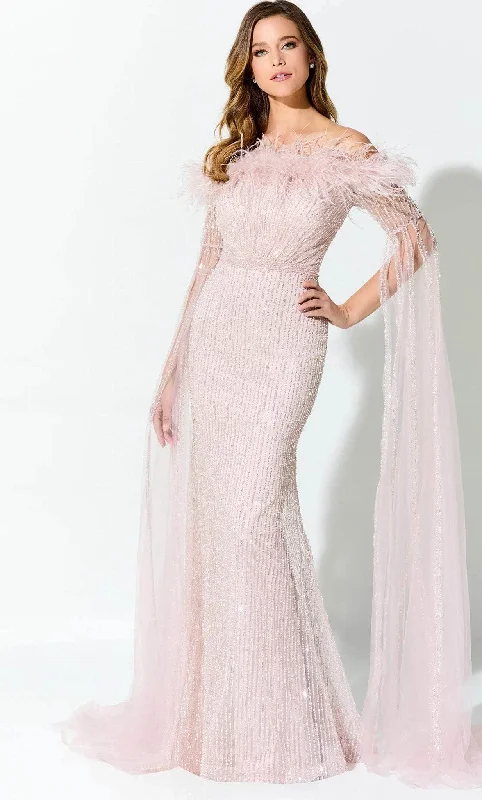 Women's Clothing Sale Ivonne D ID917 - Off Shoulder Beaded Mother of the Bride Dress