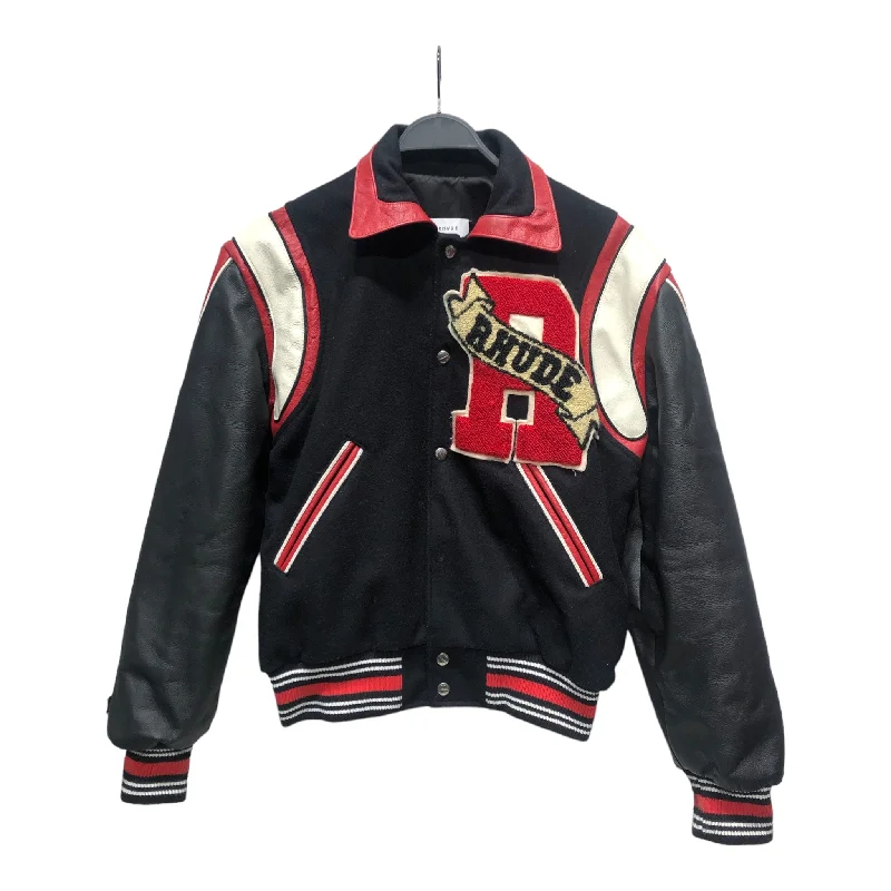 Minimalist Women's Fashion Clothing RHUDE/Jacket/M/Wool/BLK/VARSITY JACKET