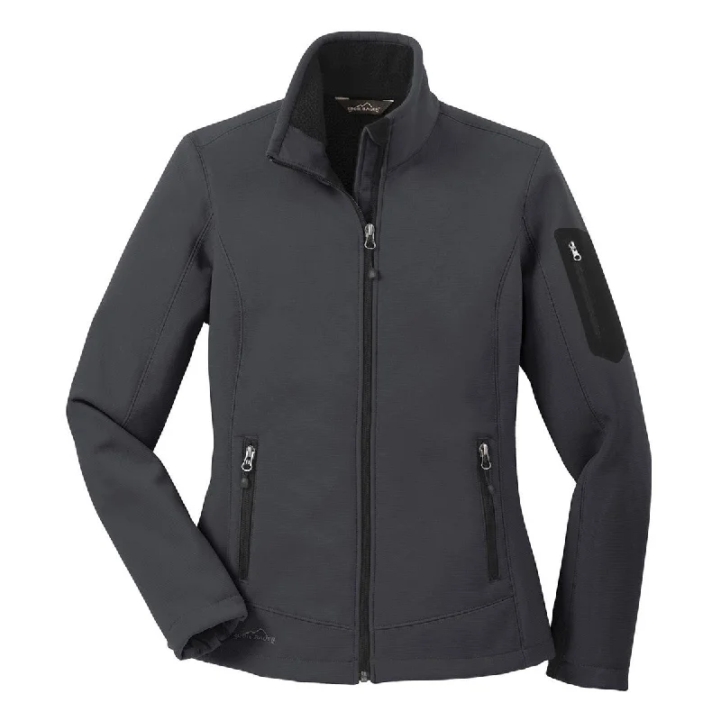 Women Fashion Eddie Bauer Women's Grey Steel/Black Rugged Ripstop Softshell Jacket