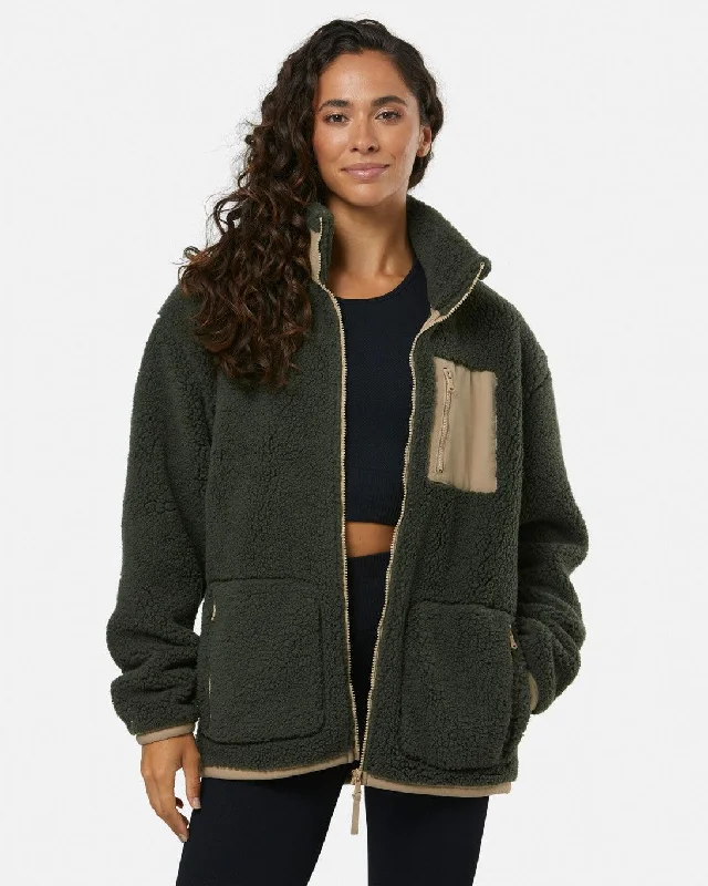 Cheap Women's Clothing Online Industry Fleece Jacket in Khaki