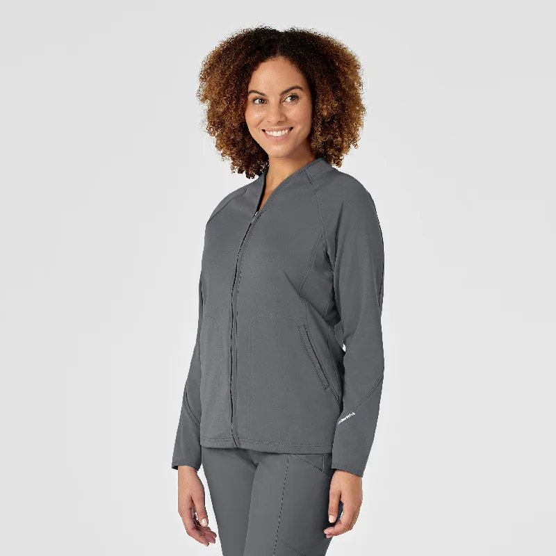 Online Boutiques Clothing Women's Fleece Full Zip Jacket - Pewter